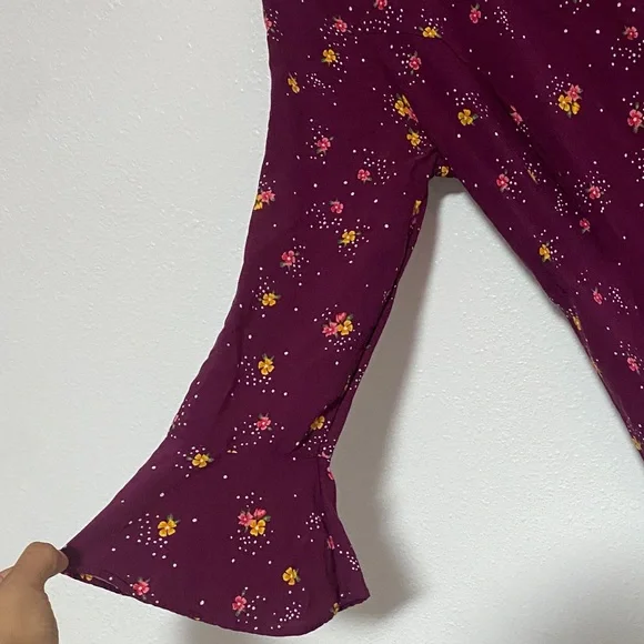 Old Navy Burgundy Floral Long Sleeve Dress - Picture 3 of 7